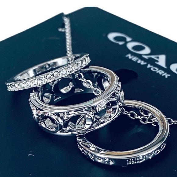 Authentic Coach New Silver Signature Metal Logo and Eternity Pave Pendant - Picture 2 of 6